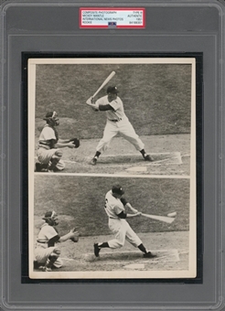 1951 Mickey Mantle Rookie Debut (April 17th) International News Batting Composite 8x10 Photograph - PSA/DNA Type III Authentic